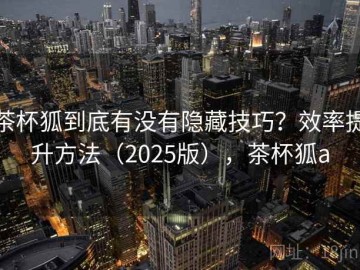 茶杯狐到底有没有隐藏技巧？效率提升方法（2025版），茶杯狐a