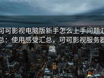 可可影视电脑版新手怎么上手问题汇总：使用感受汇总，可可影视服务器端