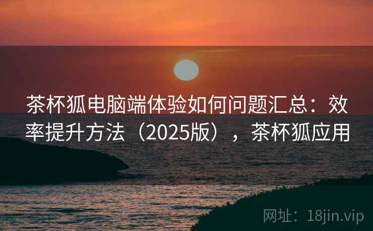 茶杯狐电脑端体验如何问题汇总：效率提升方法（2025版），茶杯狐应用