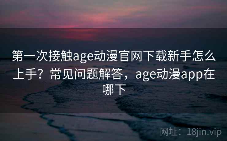 第一次接触age动漫官网下载新手怎么上手？常见问题解答，age动漫app在哪下